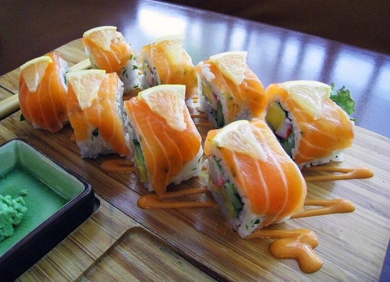 Norwegia Roll Salmon Sushi at Million Dollar Japanese Restaurant, Jakarta, Indonesia.